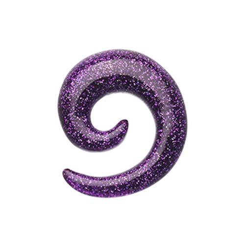 Tapers - Hanging Purple Glitter Shimmer Acrylic Ear Gauge Spiral Hanging Taper - 1 Pair -Rebel Bod-RebelBod