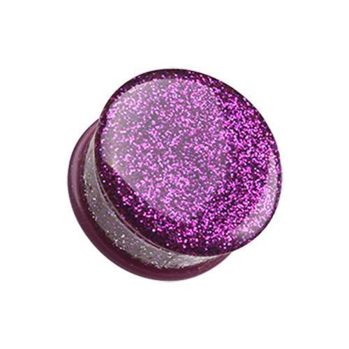 Purple Glitter Shimmer Single Flared Ear Gauge Plug - 1 Pair