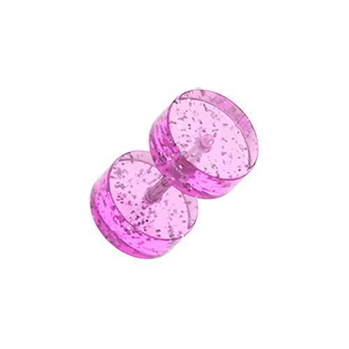 Purple Glitter Shimmer UV Acrylic Fake Plug - 1 Pair