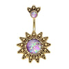 Purple Golden Antique Opal Sunburst Belly Button Ring