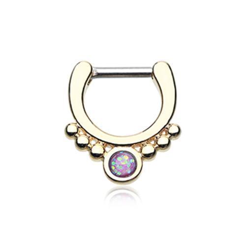 Purple Golden Opal Grandiose Septum Clicker / Daith Clicker - 1 Piece