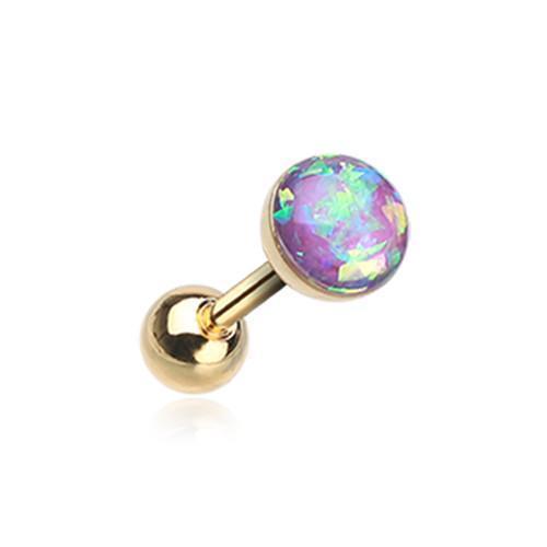 Purple Golden Opal Sparkle Tragus Cartilage Barbell Earring - 1 Piece