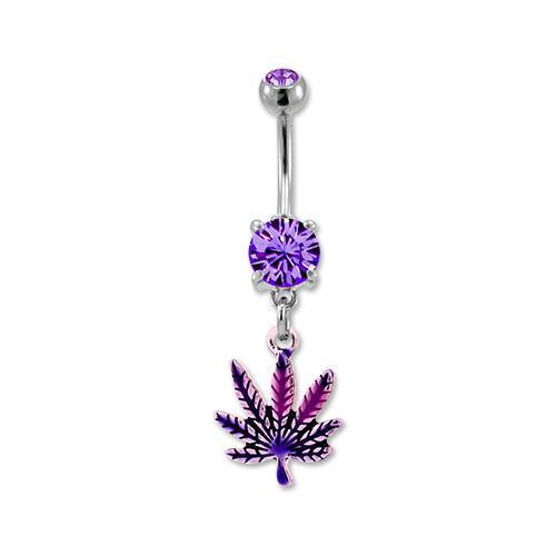 Purple Haze Pot Leaf Belly Ring