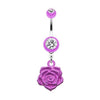 Purple Immortal Rose Belly Button Ring