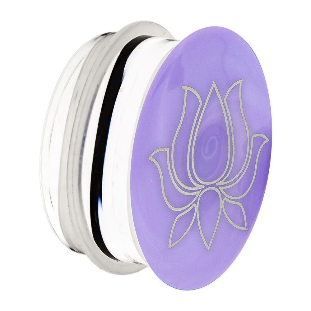 Plugs Earrings - Double Flare Purple Lotus Glass Plugs - 1 Pair -Rebel Bod-RebelBod