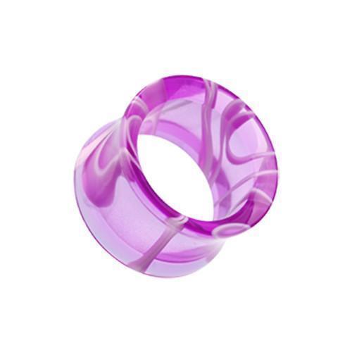 Tunnels - Double Flare Purple Marble Swirl Acrylic Double Flared Ear Gauge Tunnel Plug - 1 Pair -Rebel Bod-RebelBod