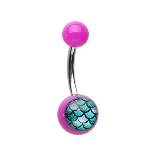 Purple Mermaid Scales Acrylic Logo Belly Button Ring