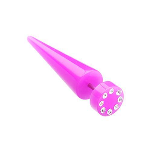 Purple Multi Gem Solid Acrylic Fake Taper - 1 Pair