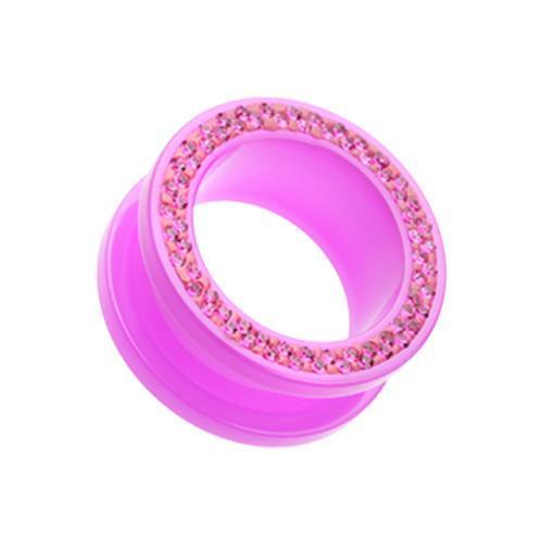 Purple Multi-Sprinkle Dot Neon Acrylic Flesh Tunnel Ear Gauge Plug - 1 Pair