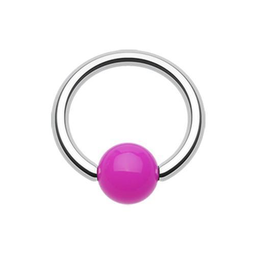 Purple Neon Acrylic Ball Top Captive Bead Ring