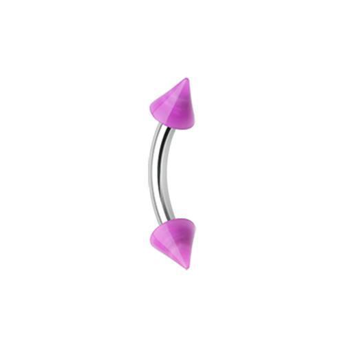 Purple Neon Acrylic Spike Ends Curved Barbell Eyebrow Ring