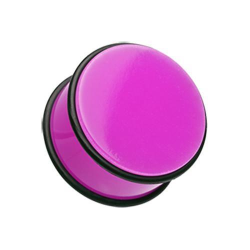 Purple Neon Acrylic No Flare Ear Gauge Plug - 1 Pair