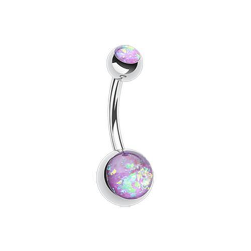 Purple Opal Glitter Shower Belly Button Ring