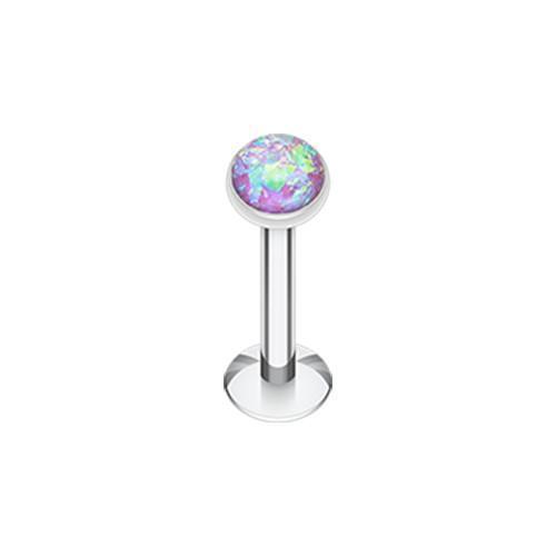 Labret Studs Purple Opal Glitter Shower Dome Steel Labret -Rebel Bod-RebelBod