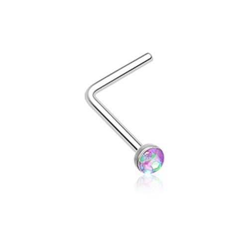 Purple Opal Sparkle L-Shaped Nose Ring