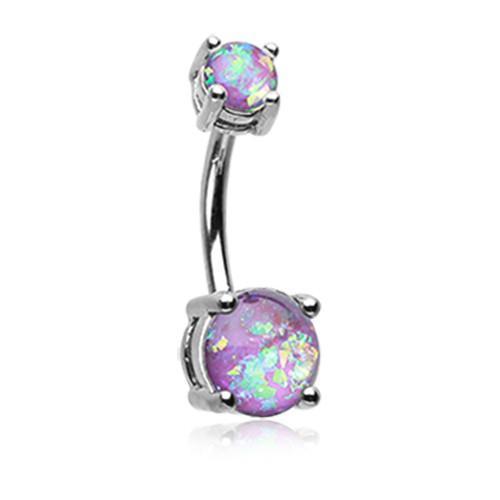 Belly Ring - No Dangle Purple Opal Sparkle Prong Set Belly Button Ring -Rebel Bod-RebelBod
