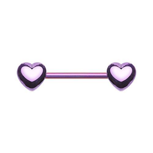 Purple Purple Classic Heart Nipple Barbell Ring - 1 Piece
