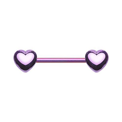 Purple Purple Classic Heart Nipple Barbell - 1 Piece