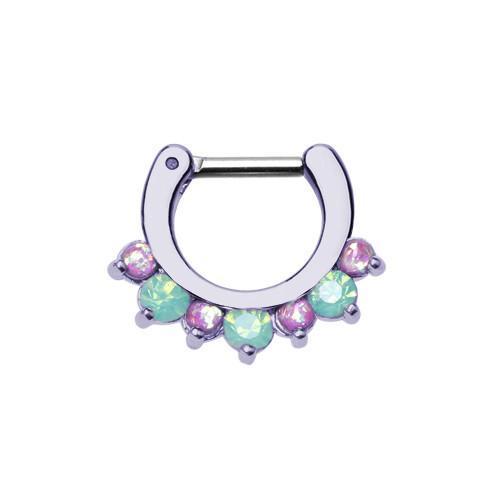 Purple/ Purple/ Pacific Opal Purple Prong Pacific Opal Gem Precia Septum Clicker / Daith Clicker - 1 Piece