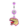 Purple Ralph The Raptor Belly Button Ring
