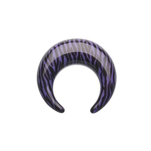 Purple Retro Zebra Stripes Pincher Acrylic Ear Gauge Buffalo Taper - 1 Pair