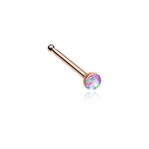 Purple Rose Gold Opal Sparkle Nose Stud Ring Rebel Bod