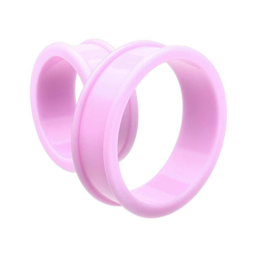Purple Supersize Flexible Silicone Double Flared Ear Gauge Tunnel Plug - 1 Pair