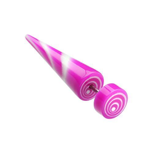 Purple Swirl Circles Solid Acrylic Fake Taper - 1 Pair
