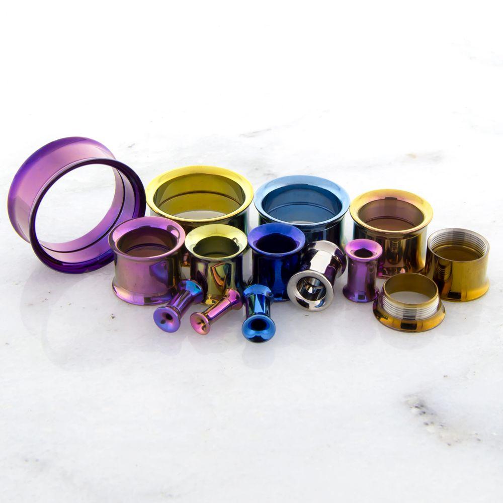 Tunnels - Double Flare Purple Titanium Internally Threaded Double Flare Tunnels - 1 Piece - Special -Rebel Bod-RebelBod
