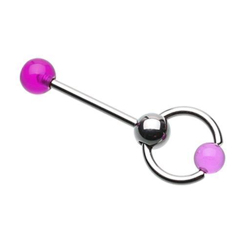 Purple UV Acrylic Ball Top Slave Barbell Ring