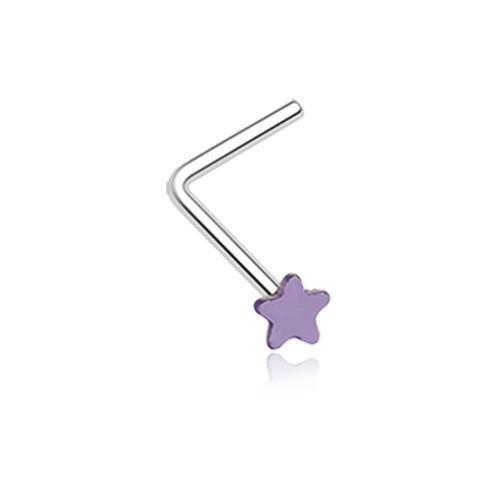 Purple Vibrant Enamel Star L-Shaped Nose Ring