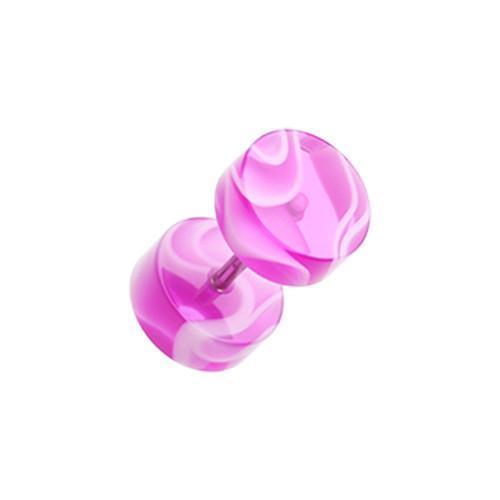 Purple/White Marble Swirl UV Acrylic Fake Plug - 1 Pair