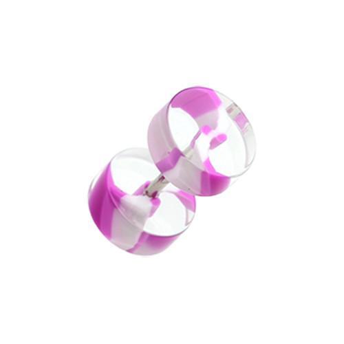 Purple/White Swirl Stripe UV Acrylic Fake Plug - 1 Pair