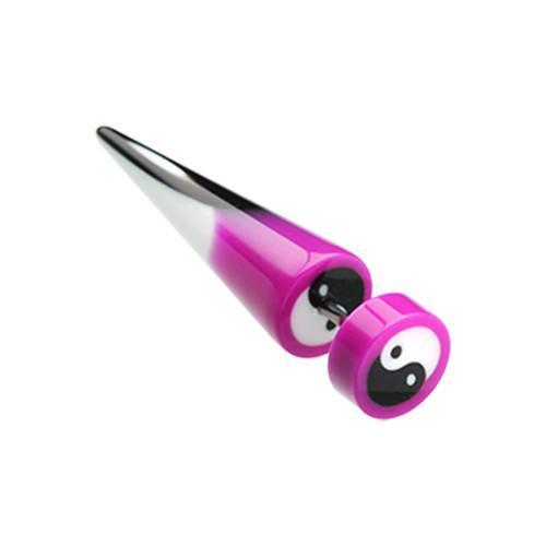 Purple Ying Yang Retro UV Acrylic Fake Taper - 1 Pair