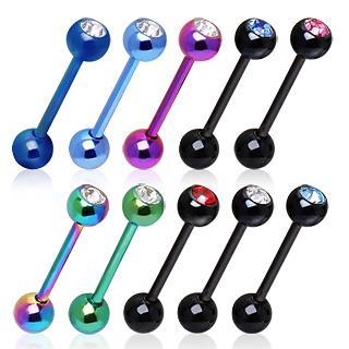 PVD Plated Barbell One Gem Ball