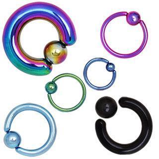 PVD Plated 316L Surgical Steel Captive Bead Ring Dimple Ball