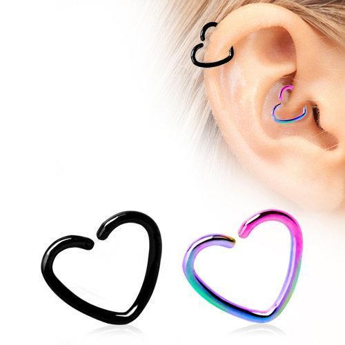 PVD Plated Heart Shaped Cartilage Earring Bendable Ring - 1 Piece