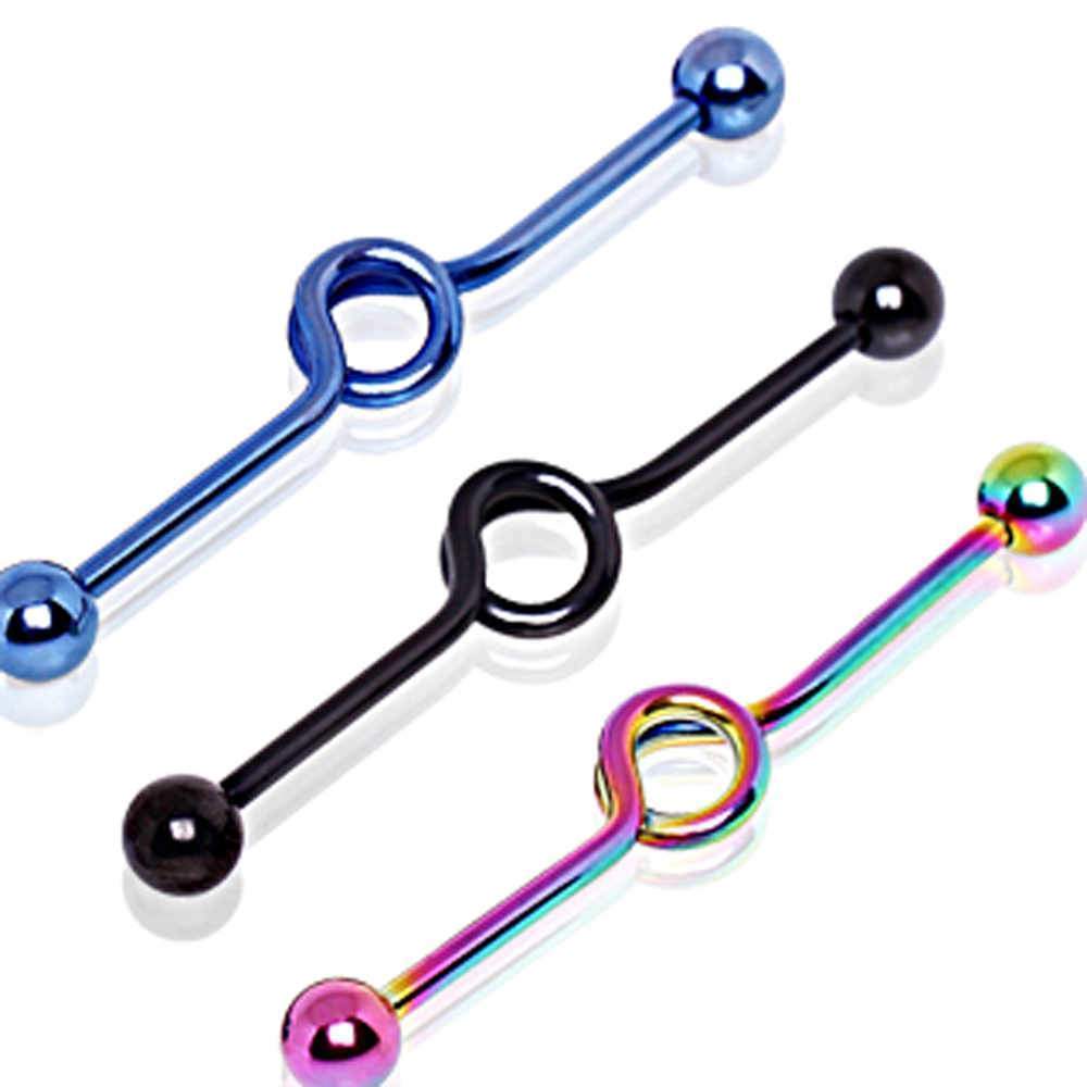 PVD Plated Loop Industrial Barbell - 1 Piece