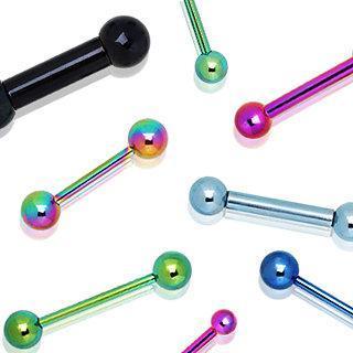 Titanium Anodized Straight Barbell Two Balls