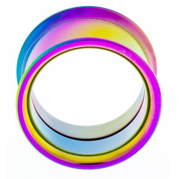 Tunnels - Double Flare Rainbow Anodized Internally Threaded Tunnels  - 1 Piece -Rebel Bod-RebelBod