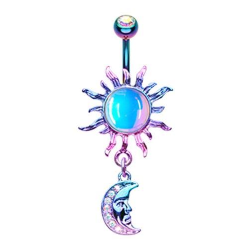 Rainbow/Aurora Borealis Candy Celestial Sun Moon Belly Button Ring