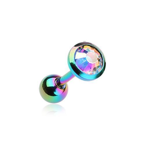 Rainbow/Aurora Borealis Gem Sparkle Tragus Cartilage Barbell Earring - 1 Piece