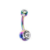 Rainbow/Clear Aurora Gem Ball Steel Belly Button Ring