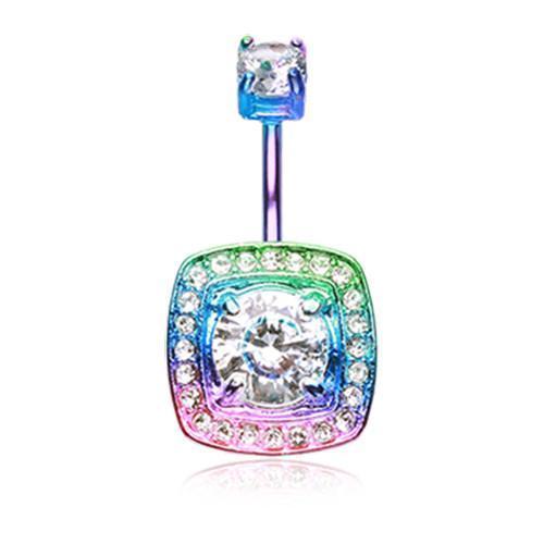 Rainbow/Clear Grand Essentia Belly Button Ring