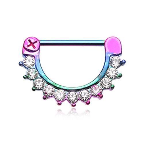 Rainbow/Clear Glistening Multi-Gem Nipple Clicker - 1 Piece