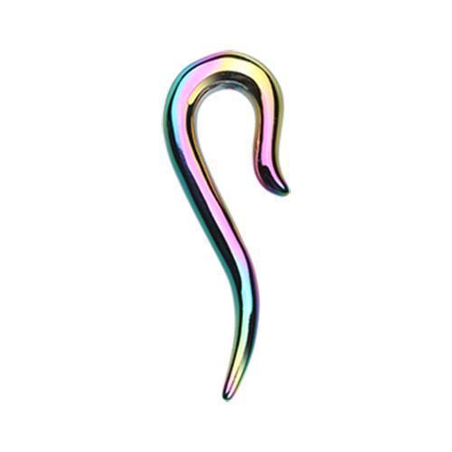 Tapers - Hanging Rainbow Colorline Cane Hook Ear Gauge Hanging Taper - 1 Pair -Rebel Bod-RebelBod