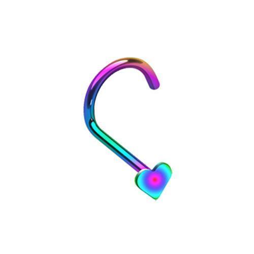 Nose Ring - Nose Screw Rainbow Colorline Heart Nose Screw Ring -Rebel Bod-RebelBod