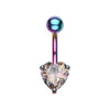 Rainbow Heart Prong Sparkle Belly Button Ring
