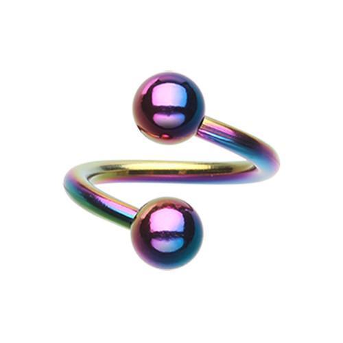 Rainbow PVD Twist Spiral Ring