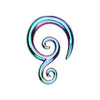 Rainbow Tribal Swirls Ear Gauge Spiral Hanging Taper - 1 Pair